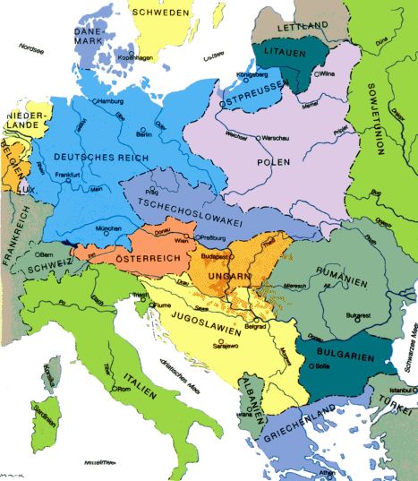 Mitteleuropa nach dem ersten Weltkrieg